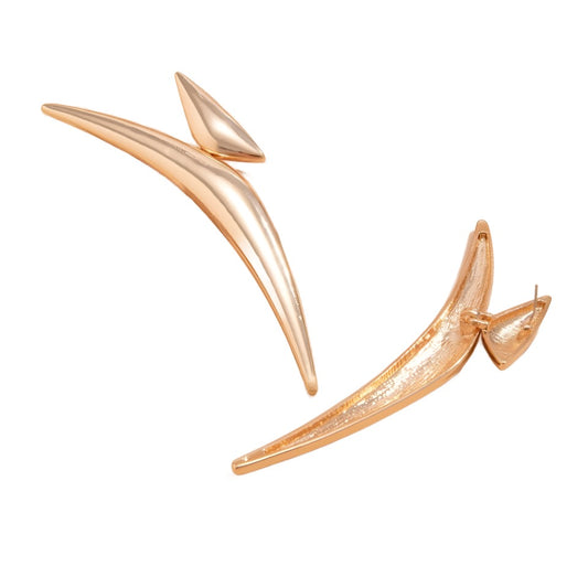 Gold Exaggerated Geometry Long Curved Drop Earrings