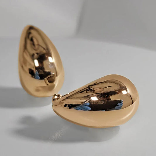 Exaggerate 50mm Big Water Drop 18K Gold Plated Metal Oversize Earrings
